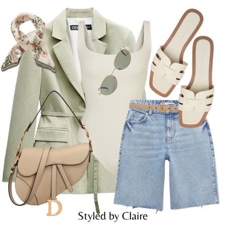 Sage green for Spring🌾
Tags: zara belted oversized blazer, skims bodysuit cream sand, long denim shirts, YSL belt, Dior saddle bag, slider sandals cross, gold sunglasses. Fashion primavera Inspo outfit ideas H&M brunch city break Barcelona sandalias

#LTKshoecrush #LTKstyletip #LTKitbag