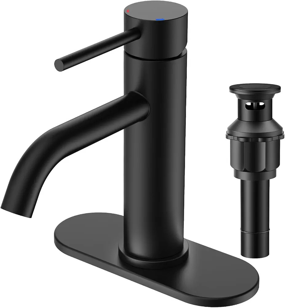 FORIOUS Bathroom Faucet, Black Bathroom Faucet Single Hole Bathroom Sink Faucet, Stainless Steel ... | Amazon (CA)