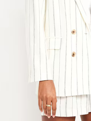 Double-Breasted Linen-Blend Blazer | Old Navy (US)