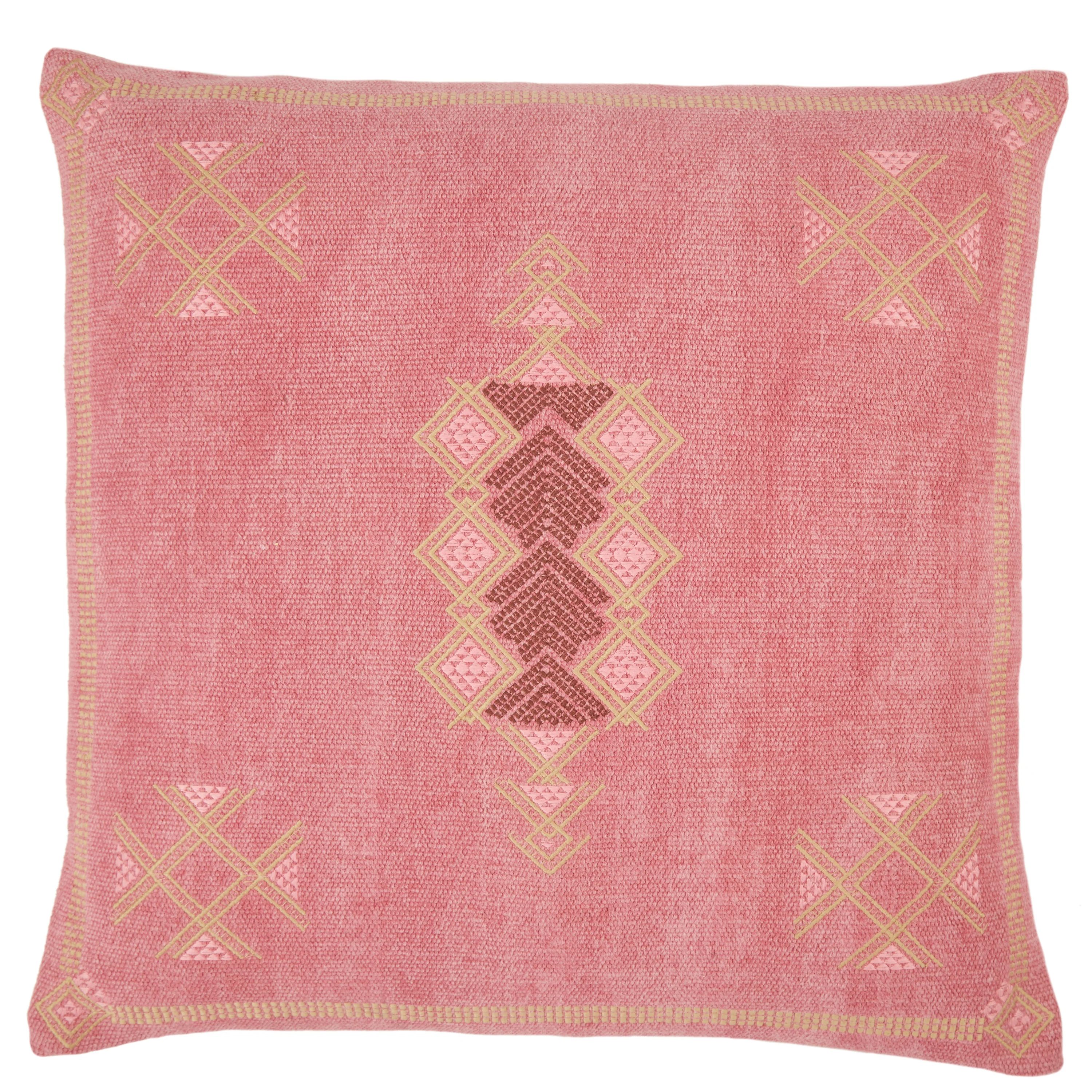 Shazi Tribal Pillow in Pink & Tan | Burke Decor