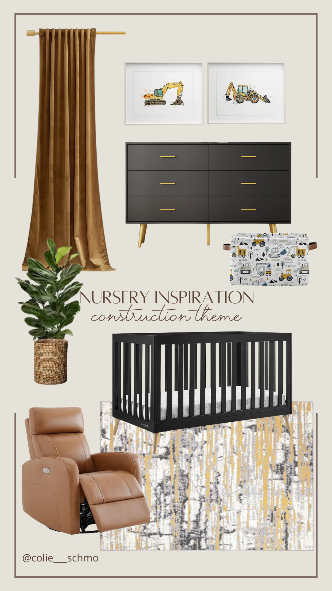 Hard hats on, cuteness overload ahead🚧

This construction-inspired nursery mixes bold black accents, warm leather, and pops of golden yellow for a space that’s as stylish as it is fun. Perfect for your little builder in the making 🏗️ 

 #LTKBaby #LTKBump #LTKKids