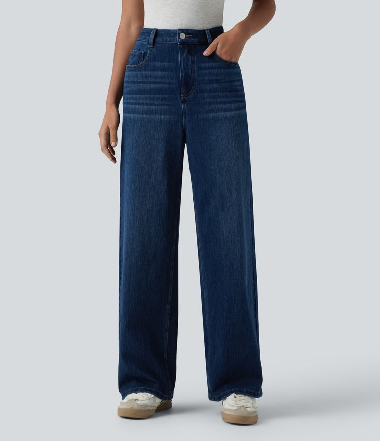 Women’s Halara Flex™ High Waisted Wide Leg Casual Jeans with Pockets - Halara | HALARA