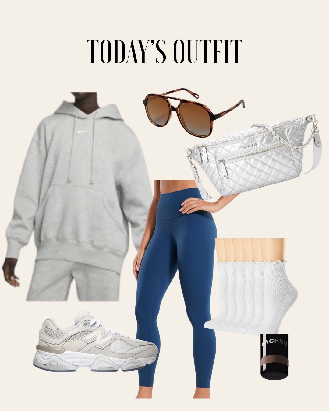 Linking my comfy mom outfit for running errands today. 

Sweatshirt: medium 
Leggings: Small
Sneakers: TTS