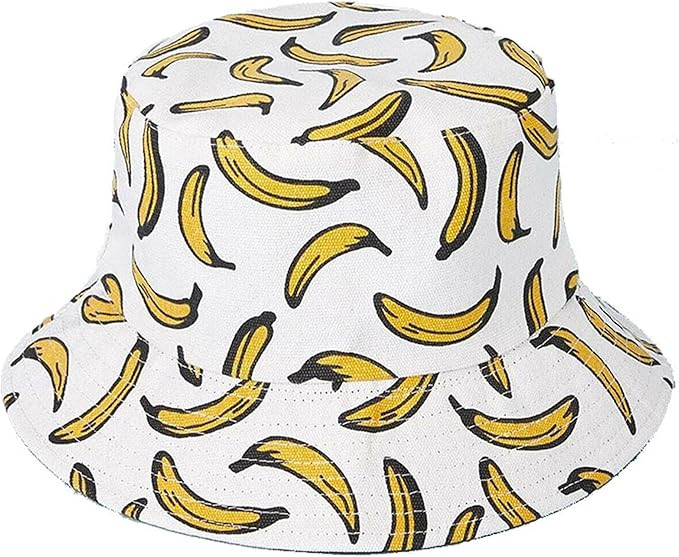 Banana Print Bucket Hat Fruit Pattern Fisherman Hats Summer Reversible Packable Cap | Amazon (US)