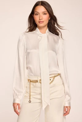 Theresa Tie Neck Long Sleeve Silk Top | Ramy Brook