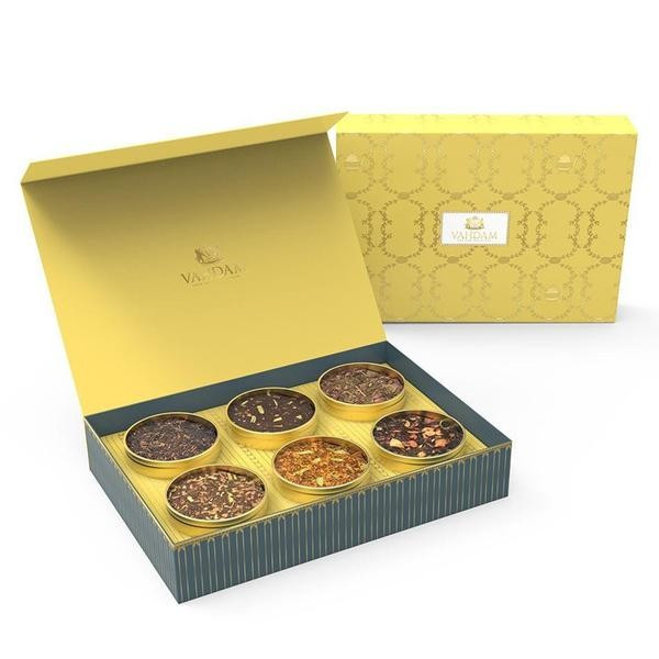 GLOW Assorted Teas Gift Box - 6 Tin Caddy | Vahdam Teas (US)