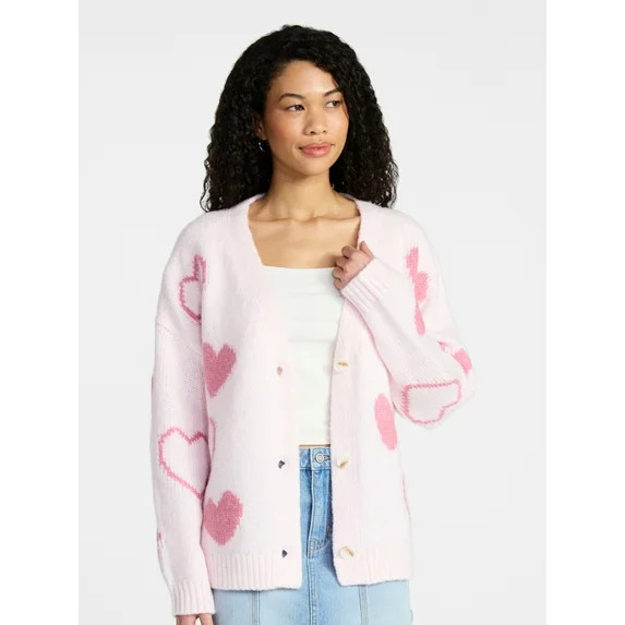 No Boundaries Button-Front Cardigan, Women's XXS-XXL | Walmart (US)
