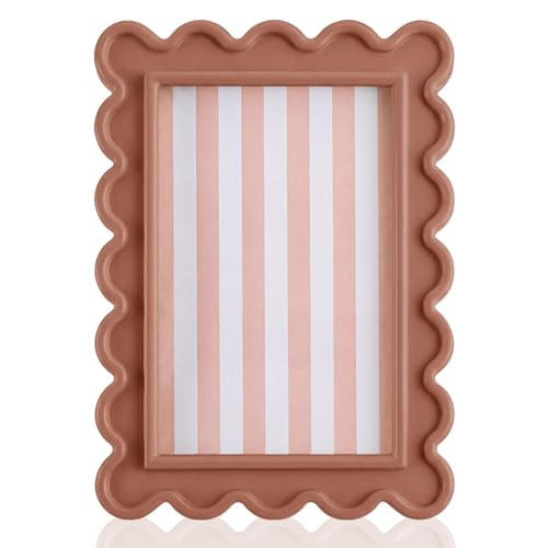AceOrbit 4x6 Inches Khaki Flower Wavy Scalloped Picture Frame Cute | Amazon (US)