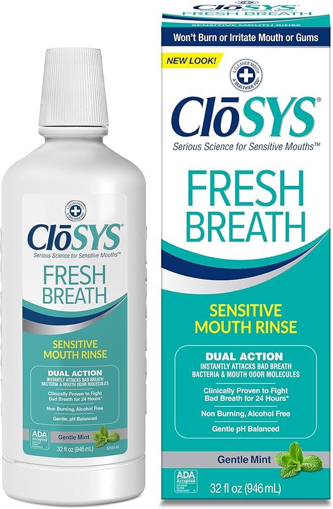 CloSYS Sensitive Mouthwash, 32 Ounce, Gentle Mint, Alcohol Free, Dye Free, pH Balanced, Helps Soo... | Amazon (US)