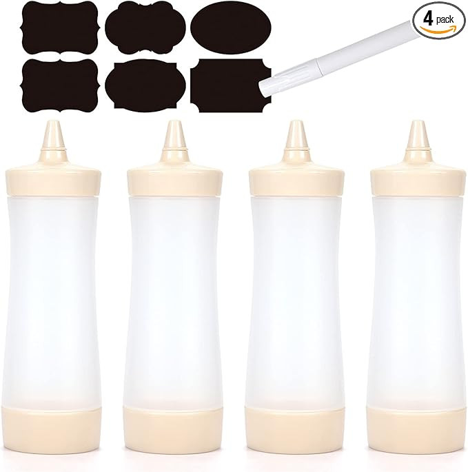 Qiuhome Condiment Squeeze Bottle,Ketchup Squeeze Bottle,Plastic Squeeze Bottle, 12oz (Yellow) | Amazon (US)