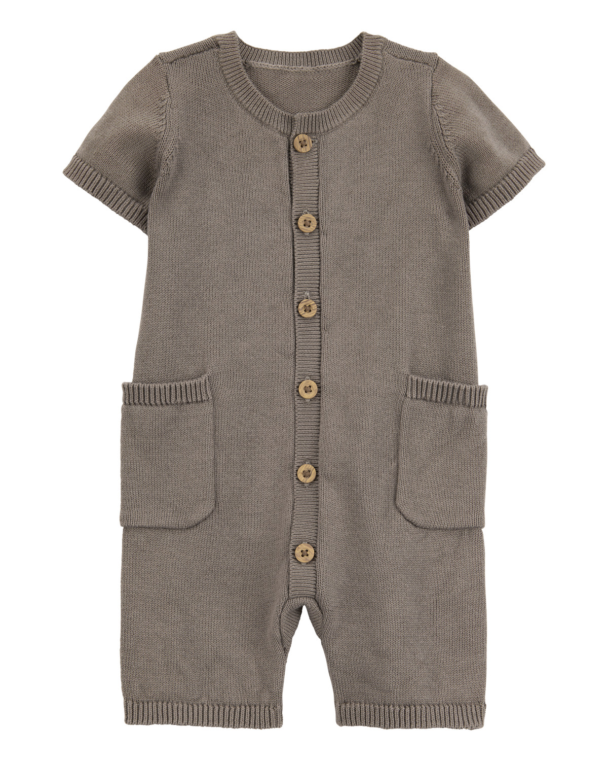 Baby Button-Down Cotton Romper -Brown - Carter's | Carter's | Carter's Inc