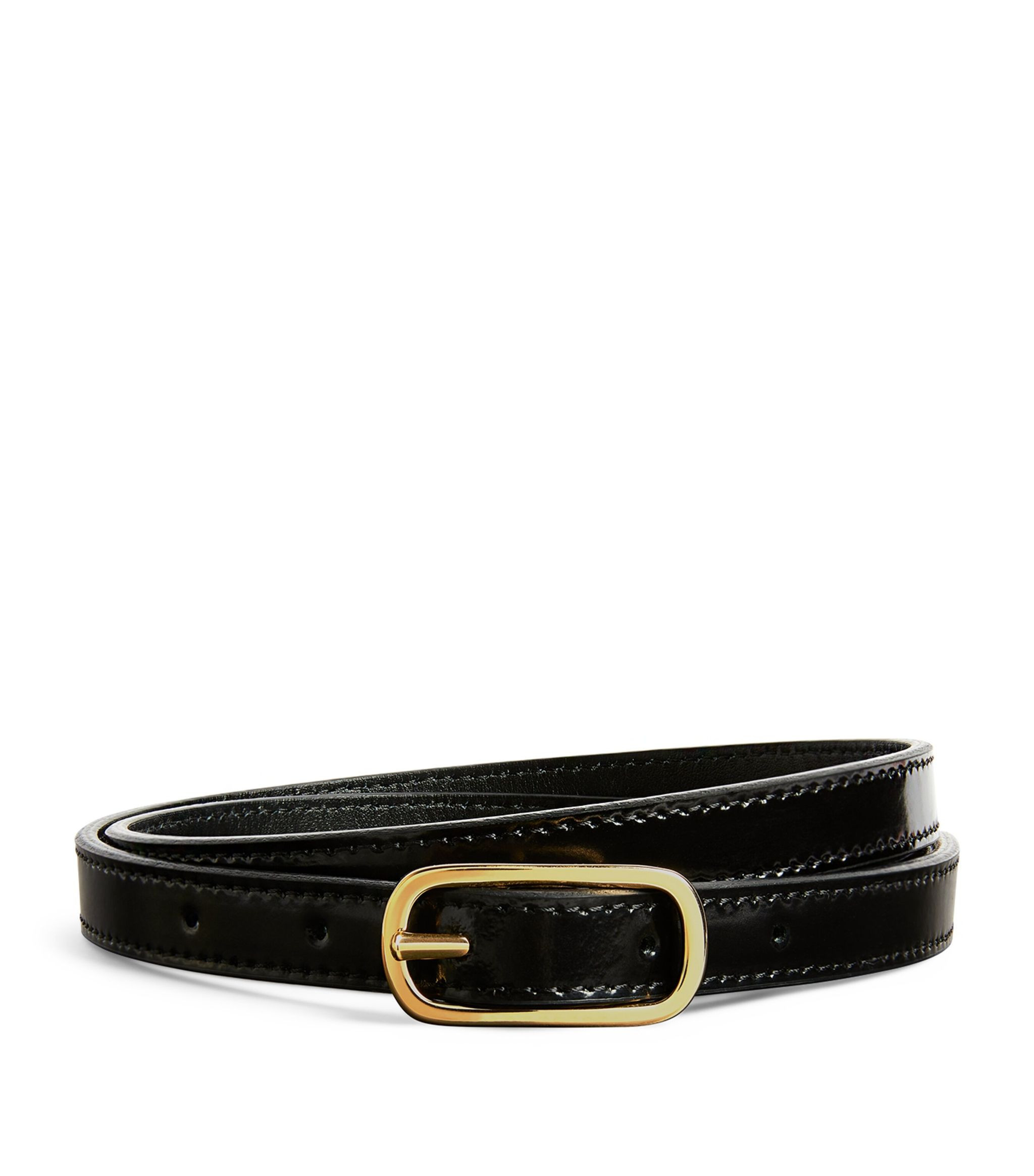 Slim Leather Oval Buckle Belt | Harrods