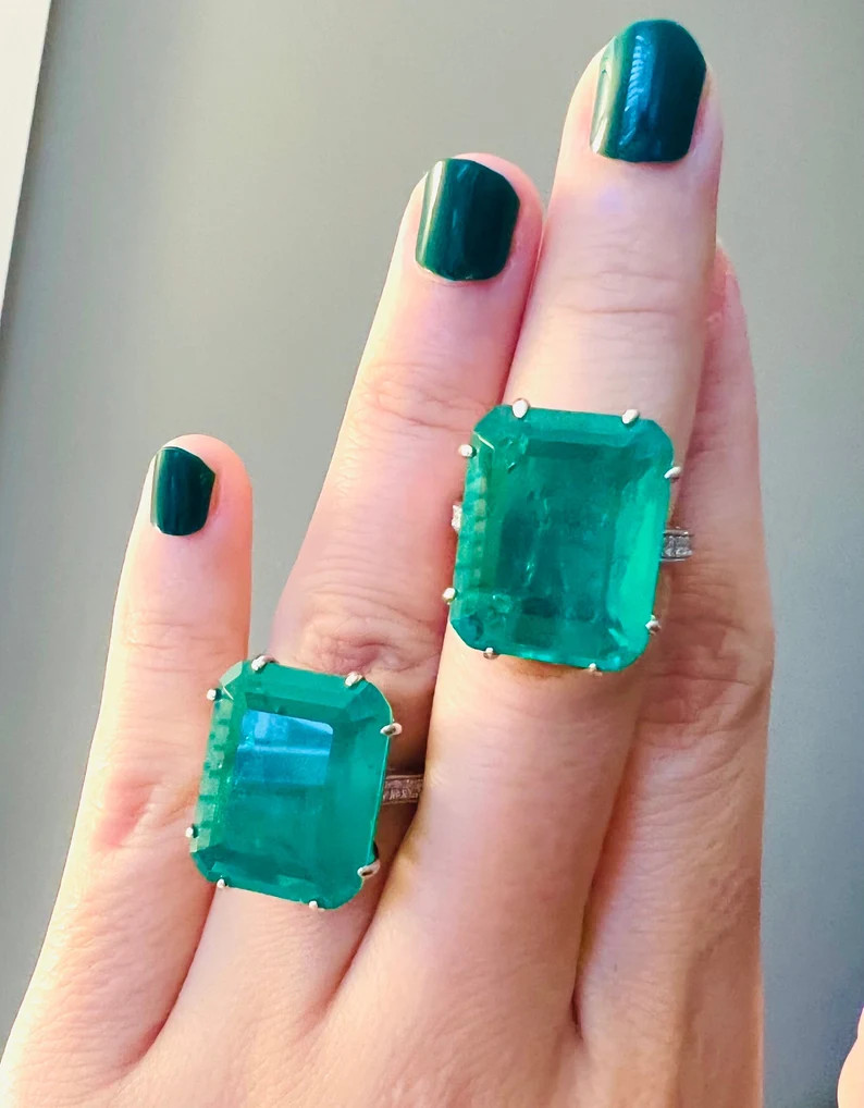 15 Carat Jumbo GREEN Emerald Ring Magnificent Solitaire Attractive Ring Exquisite Best Gift For A... | Etsy (Global)