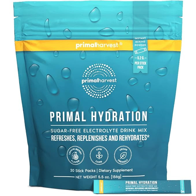 Primal Harvest Electrolytes Powder Packets Primal Hydration, Easy Open Packets, Energy Drink Mix ... | Amazon (US)