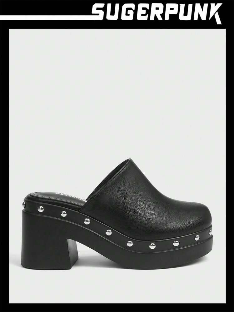 Sugerpunk Women's Solid Color Platform Slip-On Shoes Spring Shoes Spring Break Easter For Christmas Valentine's Day 2000s Style Size | SHEIN