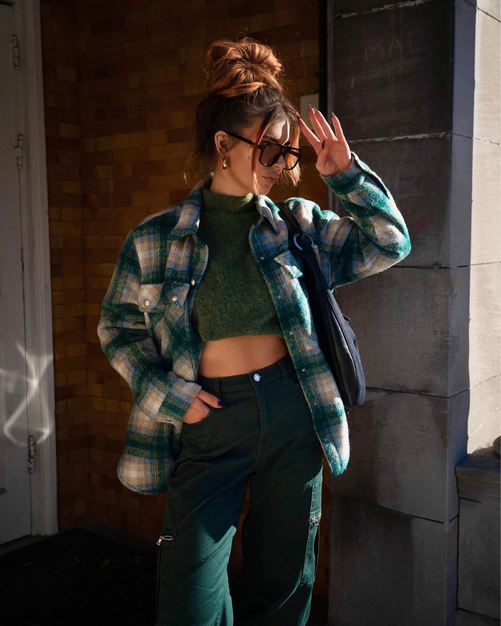 fall/winter outfit, green outfit, monochromatic outfit 