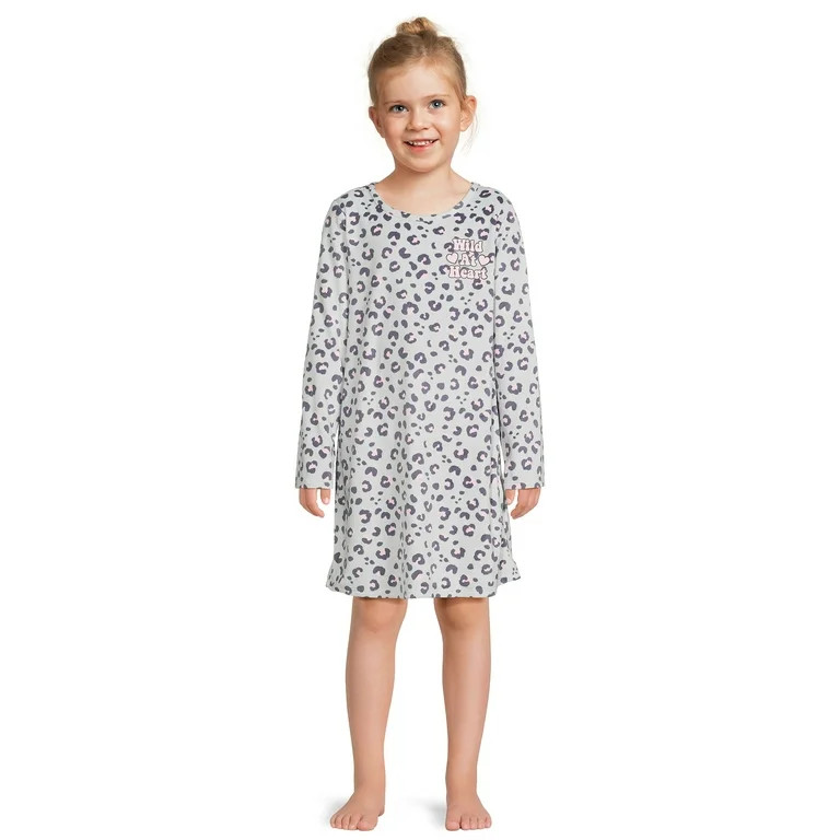 Wonder Nation Girls Long Sleeve Fleece Sleep Gown, Sizes 4-18 & Plus - Walmart.com | Walmart (US)