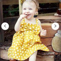 Easter Polka Dot Honey Mustard Dress, Baby Yellow Polka Infant Bow Girls Big Newborn Coming Home | Etsy (US)