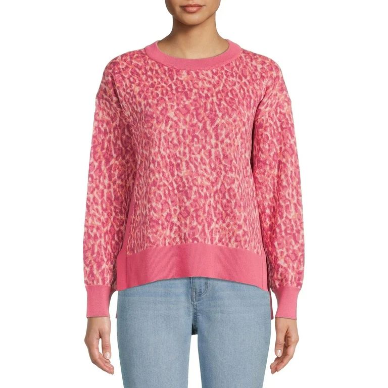 Time and Tru Women's Patterned Sweater with Long Sleeves, Lightweight, Sizes XS-XXXL | Walmart (US)