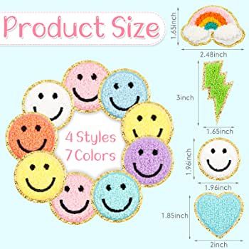 28 Pcs Iron On Patches Colorful Sew Iron on Patch Cute Chenille Embroidered Patches Applique Patc... | Amazon (US)