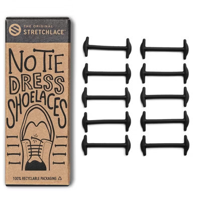 The Original Stretchlace No-Tie Silicone Elastic Shoelaces for Dress Shoes - Black 1.2in Stretch Shoe Laces (5 Pair) | Target