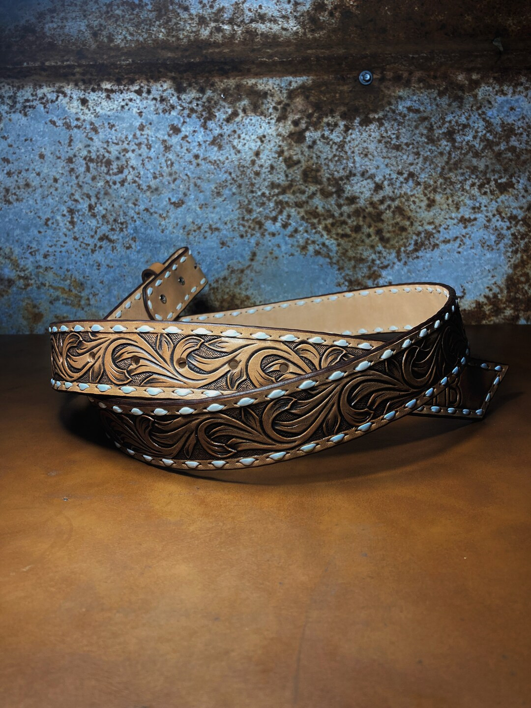 Custom Floral Tooled Leather Belt - Etsy | Etsy (US)