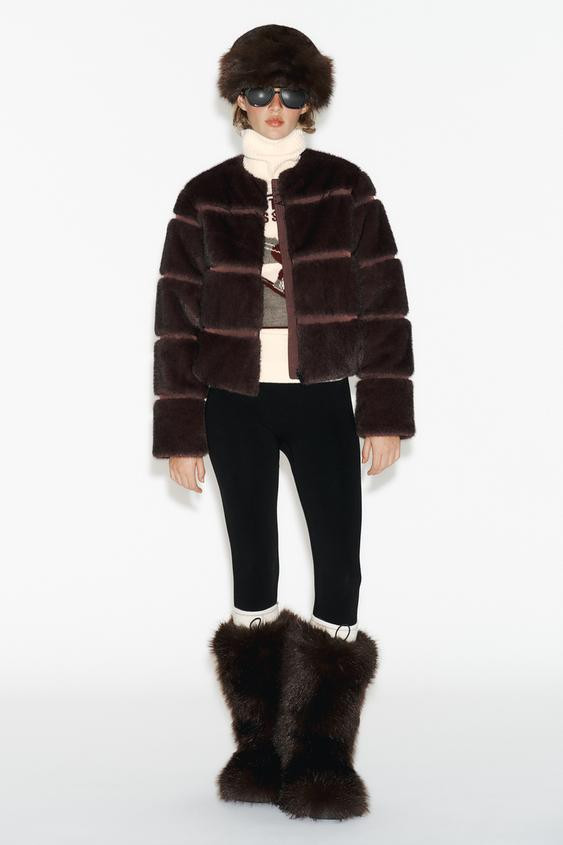 SHORT FAUX FUR COAT HEIQ XREFLEX™ SKI COLLECTION | Zara US