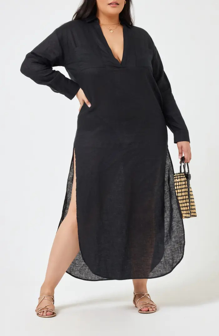 Capistrano Long Sleeve Linen Cover-Up Tunic Dress | Nordstrom