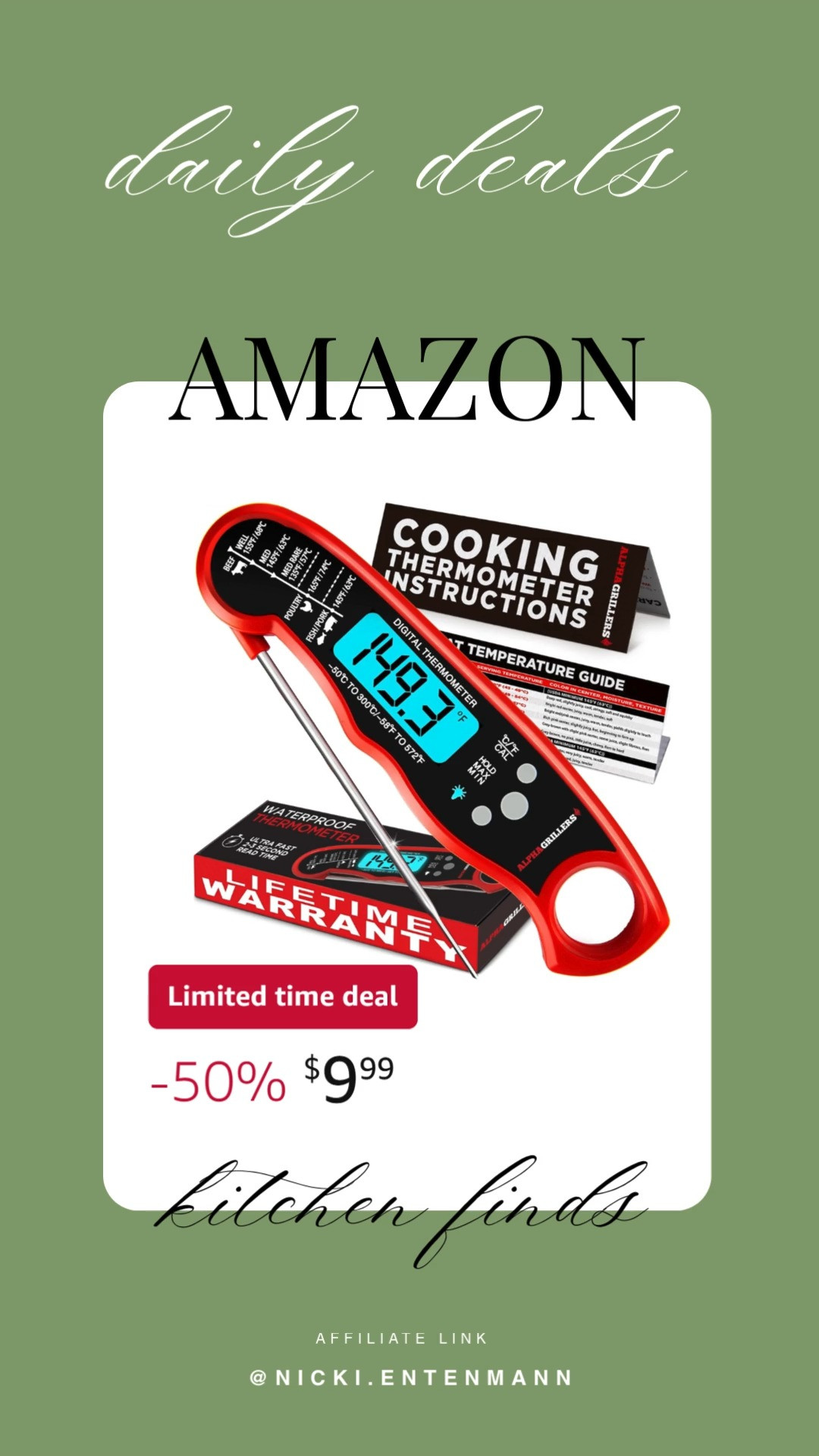 Alpha Grillers Meat Thermometer Digital delivers instant read accuracy for cooking and grilling, making every dish perfectly timed and flavorful. Quick results, easy use, and reliable performance every meal 🔥🍗⏱️

#AlphaGrillers #meatthermometer #digitalthermometer #instantread #cookingtools #grillinggear #kitchenessentials #foodprep #bbqstyle #homecooking 

 #LTKfoodie #LTKHome #LTKSaleAlert