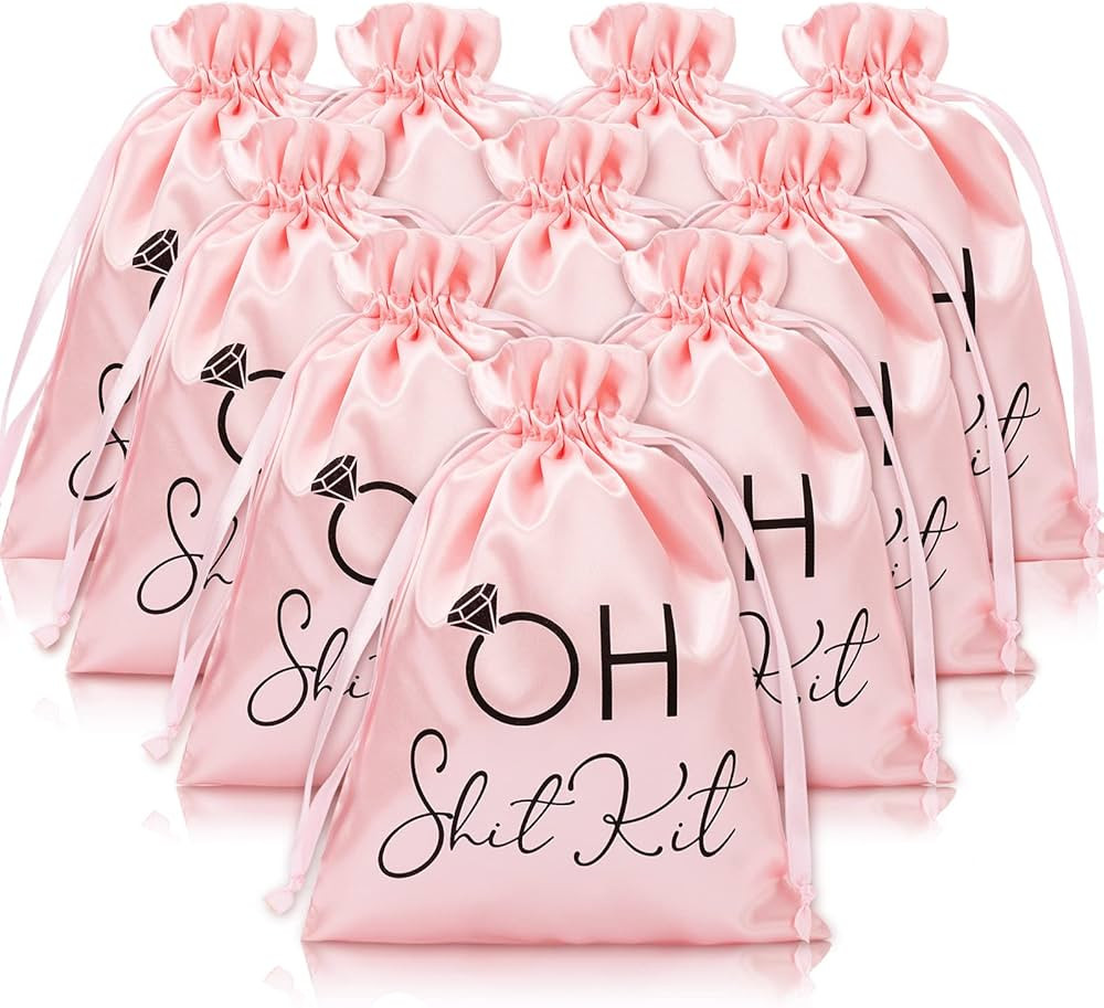 Whaline 10Pcs Wedding Hangover Kit Bags Pink Bachelorette Party Favor Hangover Kit Bags Large Dra... | Amazon (US)