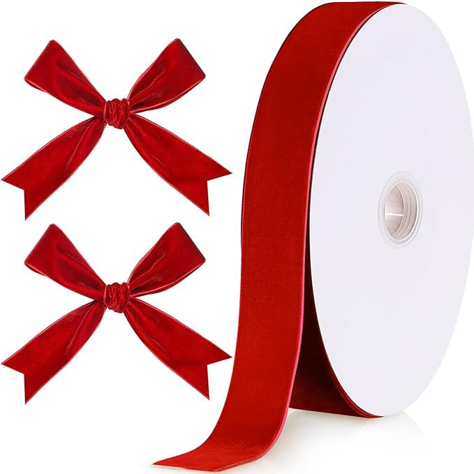 Chuangdi Christmas Ribbon Spool Red and Green Vintage Velvet Ribbons for Christmas Wreath Decorat... | Amazon (US)