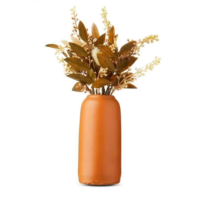 Harvest Terracotta Vase with Artificial Leaves & Foliage Indoor Table Decor, 12 in, Way To Celebr... | Walmart (US)