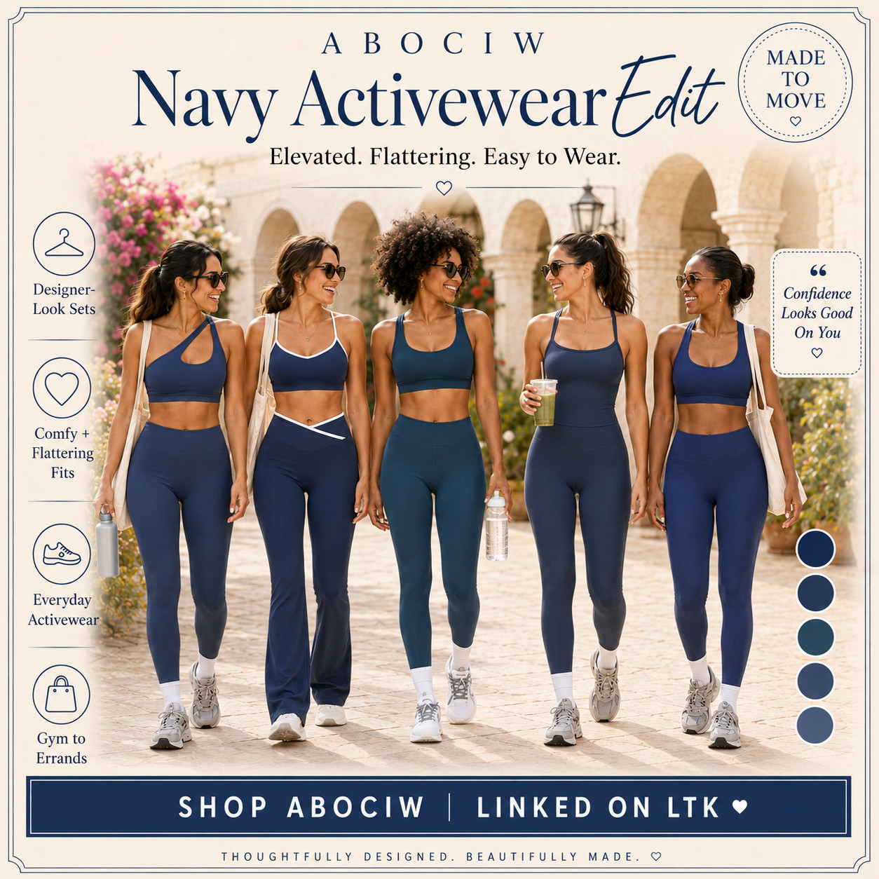 ABOCIW Elevated Athleisure | Navy Blue Edit

The navy activewear sets that make everyday athleisure feel polished, flattering, and effortlessly elevated!!

These ABOCIW activewear looks are perfect when you want something comfortable enough to move in, but sleek enough to wear out and still feel put together. 

The navy color story feels timeless, clean, and expensive-looking, while the matching set styling gives that designer-look athleisure vibe with almost no effort.

This is the edit to check first for gym days, Pilates, walks, errands, coffee runs, travel days, casual weekends, athleisure outfits, and those “I want to look cute but still feel comfortable” moments. 

It solves the activewear problem so well: finding sets that are practical for movement, flattering on the body, and polished enough to wear beyond the workout.

I love that navy feels just as versatile as black, but a little softer and fresher for everyday styling — just add sneakers, a tote, sunglasses, a water bottle, or a light layer and the whole look feels intentional.

I pulled together the navy ABOCIW styles worth checking first so you can skip the scroll and go straight to the sets that feel the most wearable, flattering, and easy to rewear.

📌 SAVE this for navy activewear outfits, gym-to-errands looks, and elevated matching sets that make getting dressed feel effortless.

↓ Everything is linked!

#LTKActive #LTKSaleAlert #LTKTravel