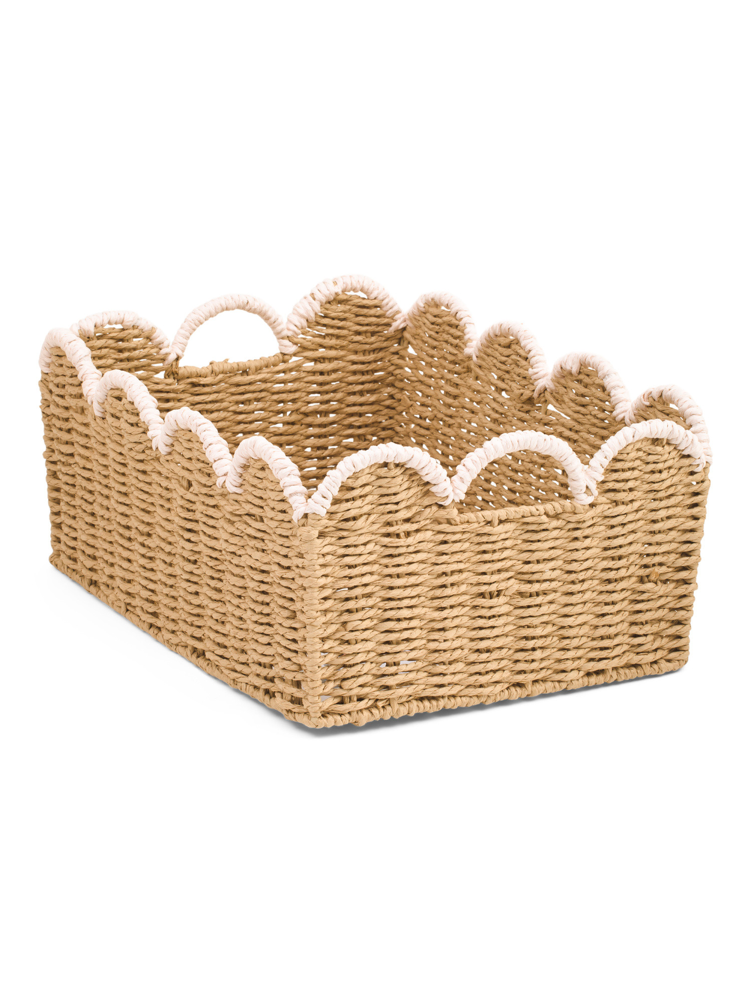 16x7.5 Medium Paper Cord Rectangular Basket With Scalloped Trim | Office & Storage | Marshalls | Marshalls