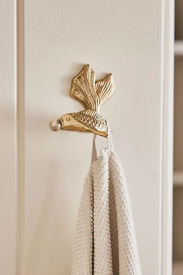 Koi Fish Mixed Metal Bath Hook | Anthropologie (US)