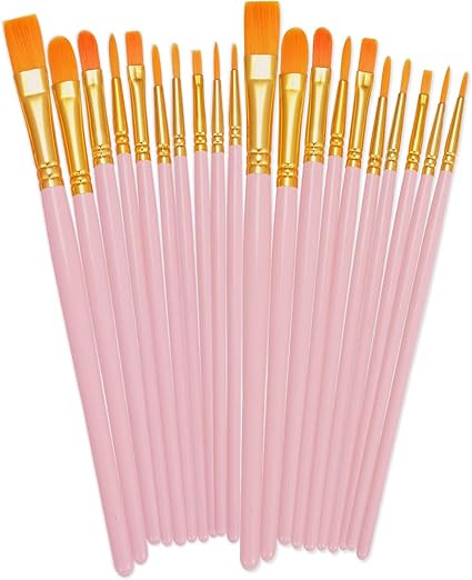 BOSOBO Paint Brushes Set, 2 Pack 20 Pcs Round Pointed Tip Paintbrushes Nylon Hair Artist Acrylic ... | Amazon (US)
