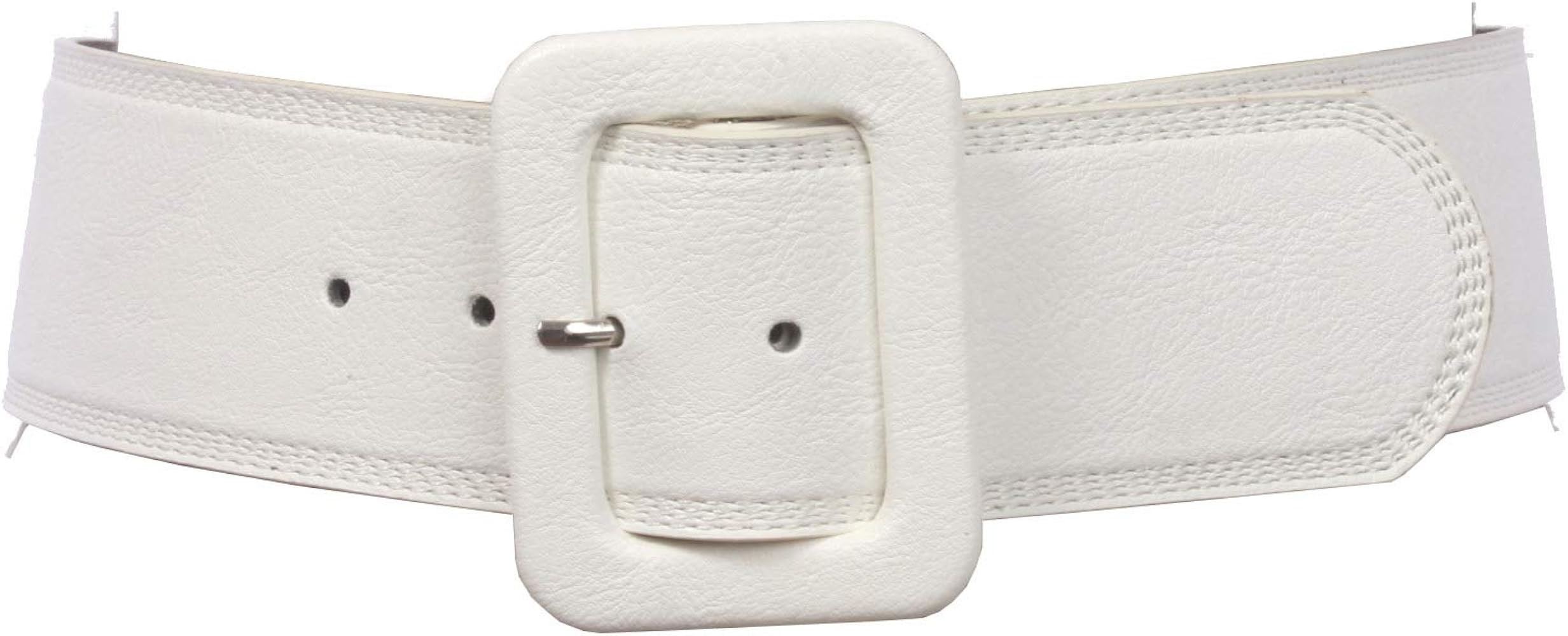 Women's 2 1/4" Wide High Waist Rectangular Stitch-edged Leather Belt | Amazon (US)