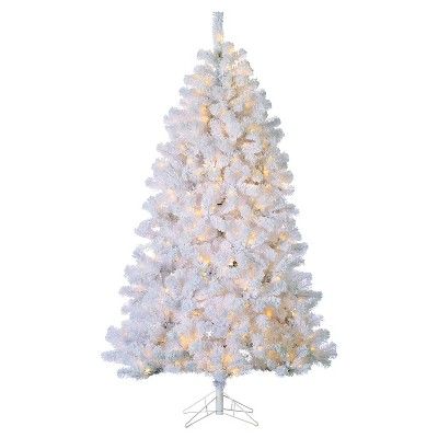7ft Pre-Lit Artificial Christmas Tree Full Flocked White Montana Pine - Clear Lights | Target