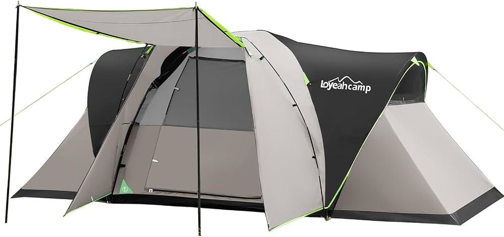 LOYEAHCAMP 8 Person Larger Extended Dome Camping Tent with 3 Rooms, Waterproof Semi-Freestanding ... | Amazon (US)