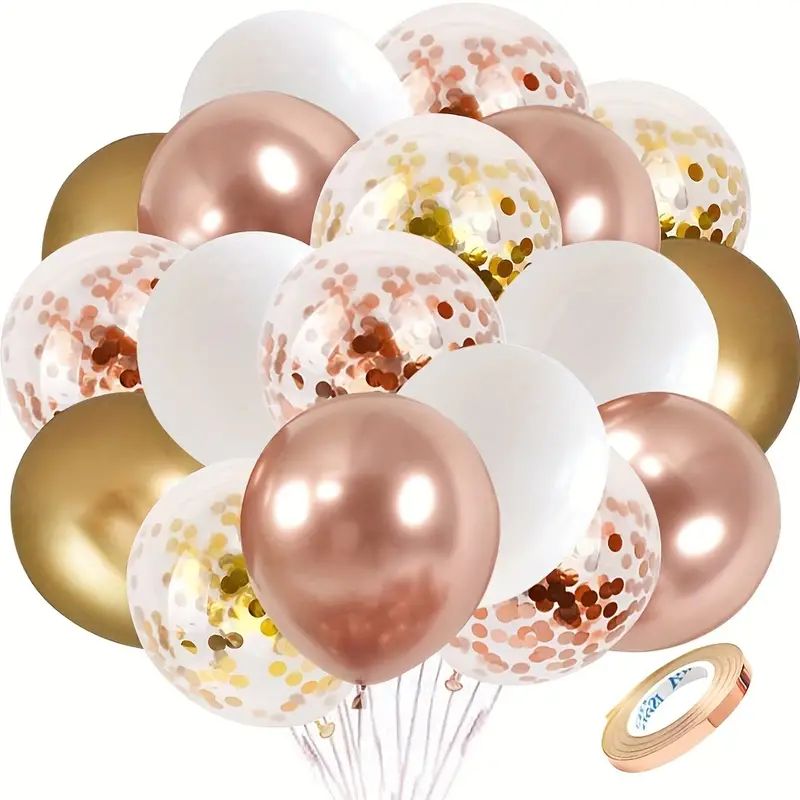 60pcs Rose Gold & Multicolor Confetti Balloons - Perfect for Graduation, Birthday, Wedding & Anni... | Temu Affiliate Program