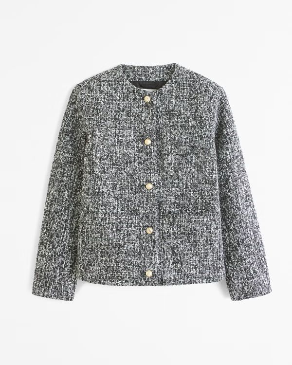 Women's Collarless Tweed Jacket | Women's Coats & Jackets | Abercrombie.com | Abercrombie & Fitch (US)