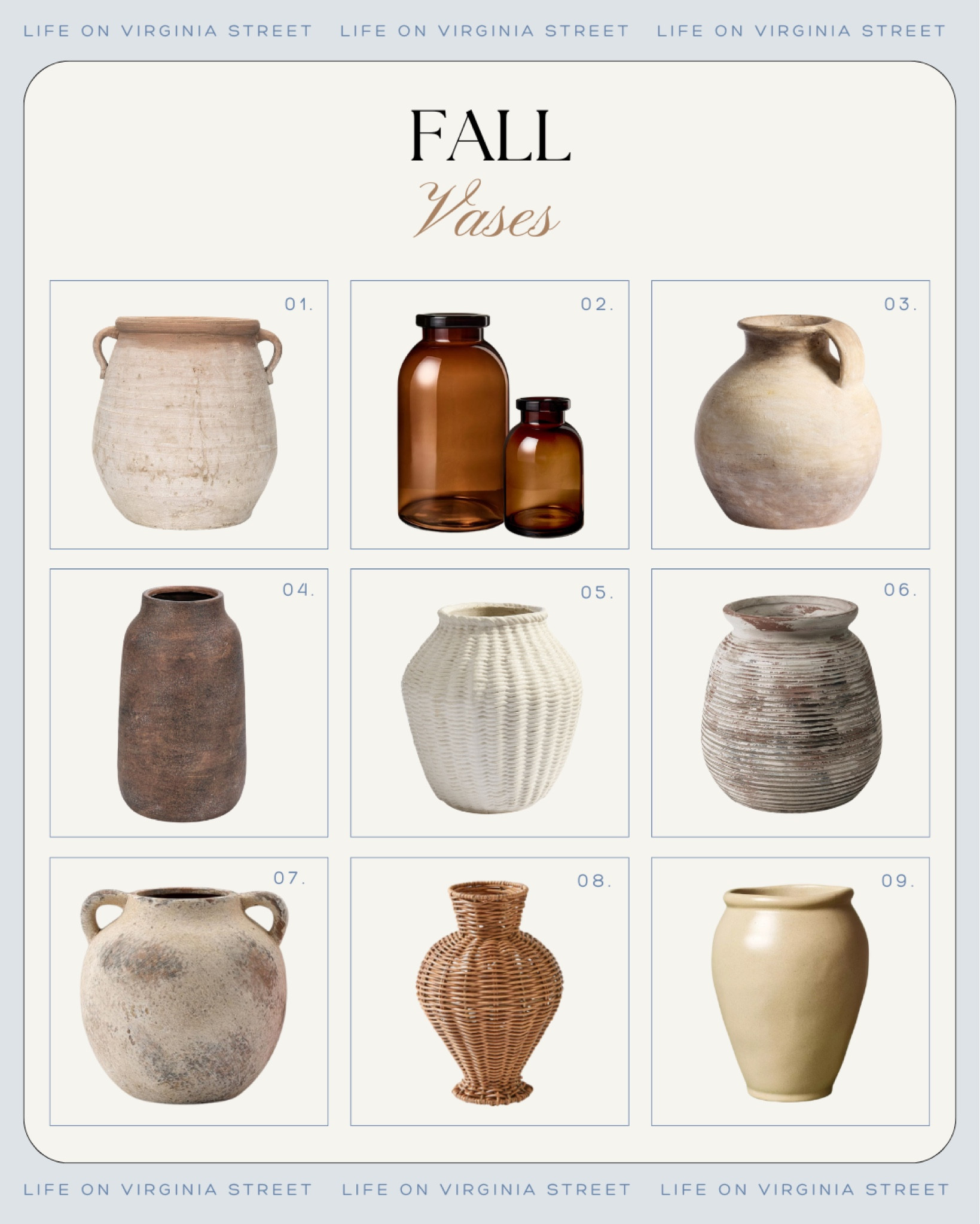 The prettiest vases for fall foliage or decor at a variety of prices! Includes ceramic vases, glass vases, terra cotta vases and more!
.
#ltkhome #ltkfindsunder50 #ltkfindsunder100 #ltkseasonal #ltksalealert #ltkstyletip

#LTKFindsUnder50 #LTKSeasonal #LTKHome