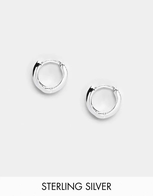 ASOS DESIGN sterling silver huggie hinged hoop earrings | ASOS US