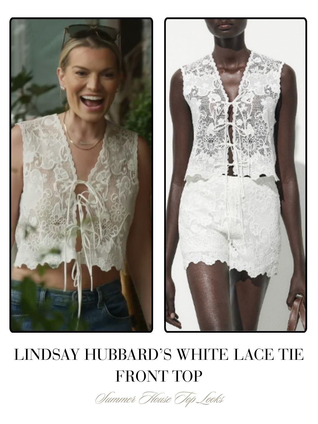 Lindsay Hubbard’s White Lace Tie Front Top 