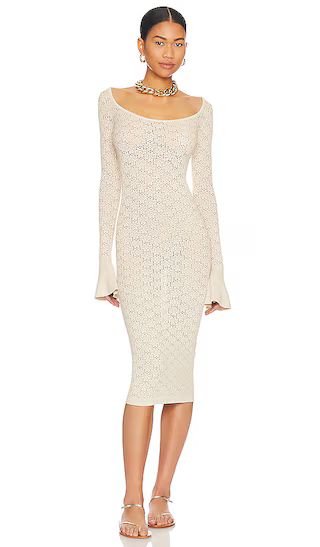 Netia Long Sleeve Midi Dress in Ivory | Revolve Clothing (Global)