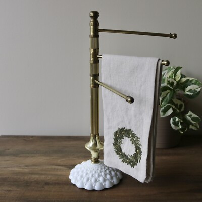 VTG Kitchen Towel Holder 3 Swing Arm Brass & Milk Glass Rustic Farmhouse Cottage  | eBay | eBay US