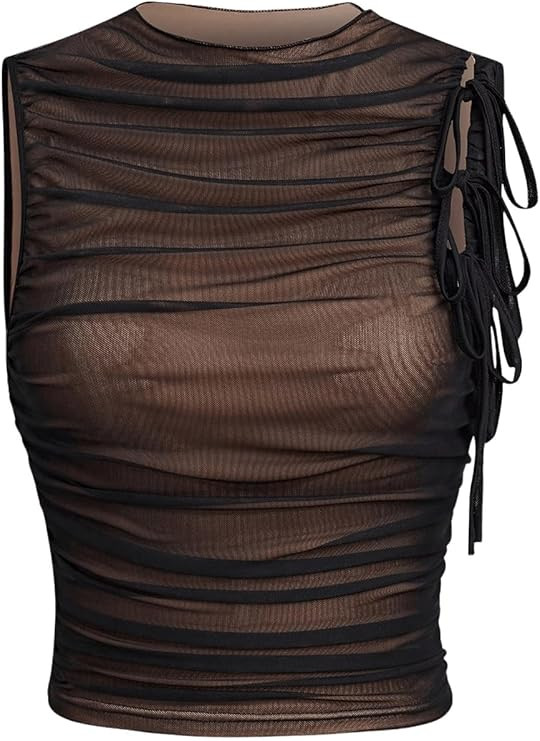 Verdusa Women's Western Boho Tassel Ruffle Hem Cowgirl Crop Tops Bow Mesh Rodeo Tank Top | Amazon (US)