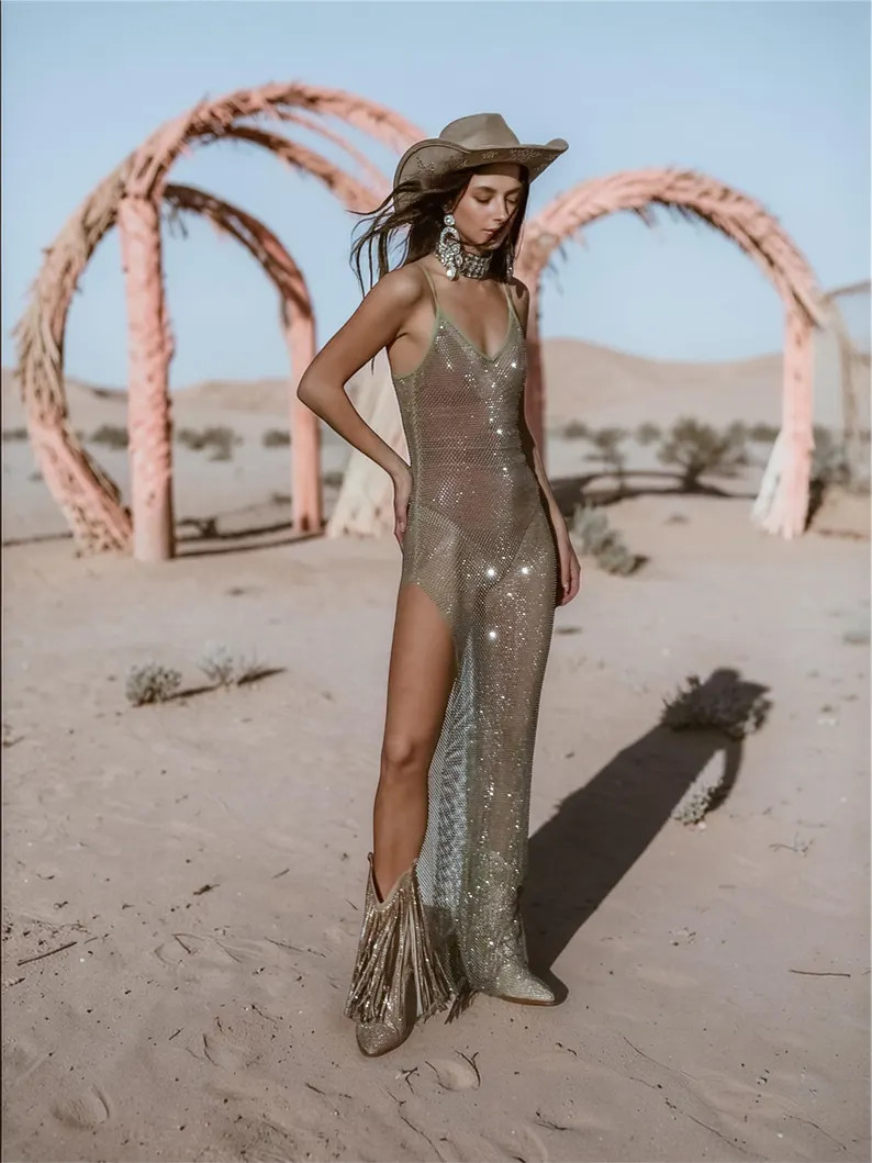 Diamond Festival Dress, Crystal Festival Outfit, Rhinestone Dress, Sparkle Rave Dress, Night Out ... | Etsy (US)