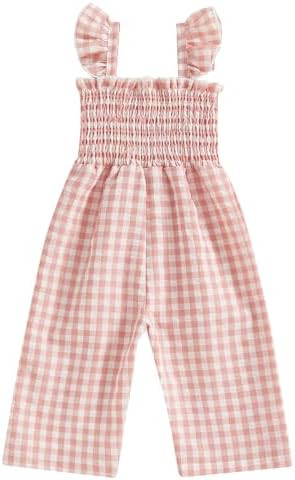 Infant Kids Summer Clothes Toddler Baby Girl Romper Jumpsuit Overall Pants Plaid Sleeveless Ruffl... | Amazon (US)