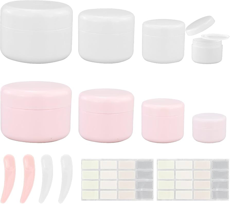 8 Pcs Cosmetic Sample Jars,Empty Plastic Cosmetic Jar,Small Travel Cream Pot 10ml/30ml/50ml/100ml... | Amazon (UK)